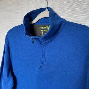 Men’s 1/4 zip Sweater John Bartlett NWOT Blue Cotton Sz M
